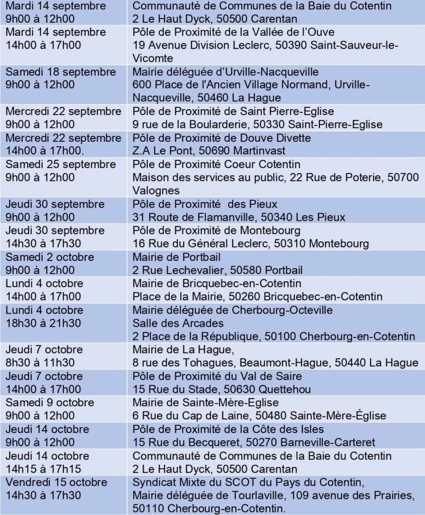 Leste des permanences de la commisison d'enquête
