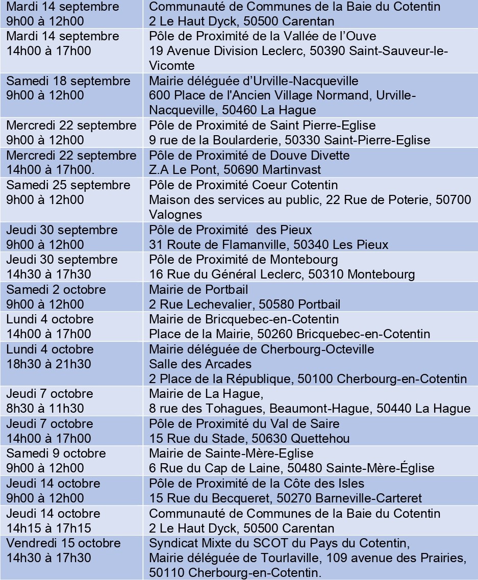 Leste des permanences de la commisison d'enquête